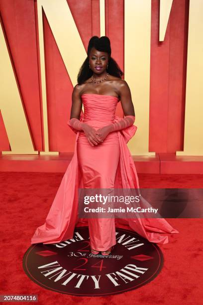 Danai Gurira attends the 2024 Vanity Fair Oscar Party Hosted By Radhika Jones at Wallis Annenberg Center for the Performing Arts on March 10, 2024 in...