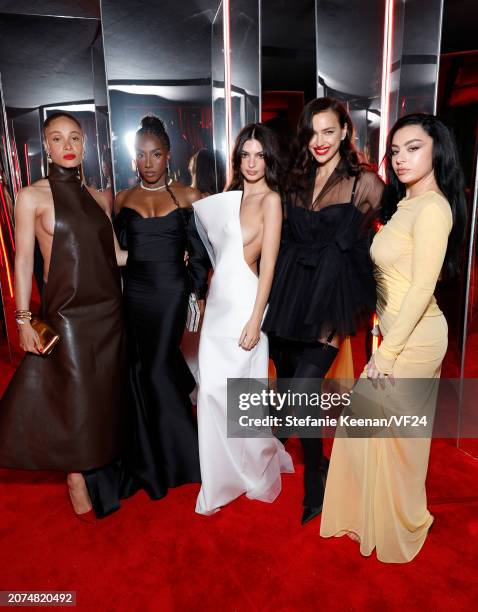 Adwoa Aboah, Ziwe Fumudoh, Emily Ratajkowski, Irina Shayk, and Charli XCX attend the 2024 Vanity Fair Oscar Party Hosted By Radhika Jones at Wallis...