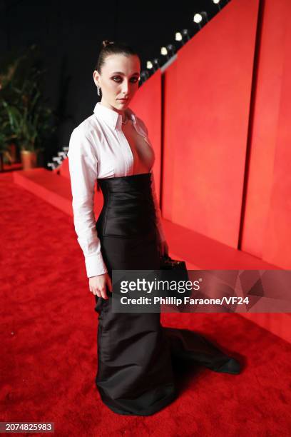 Emma Chamberlain attends the 2024 Vanity Fair Oscar Party Hosted By Radhika Jones at Wallis Annenberg Center for the Performing Arts on March 10,...