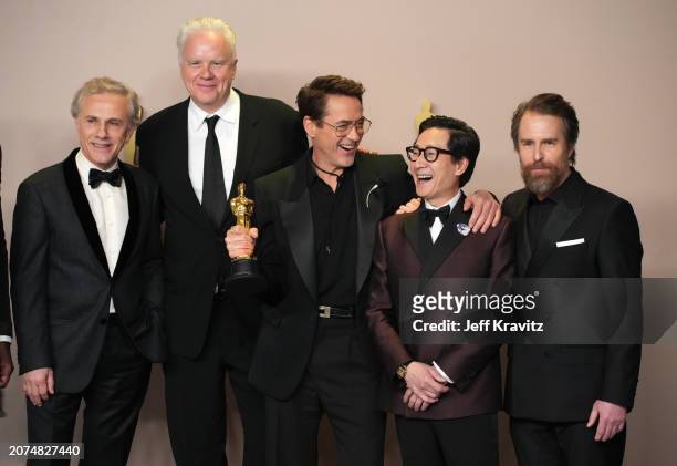 Christoph Waltz, Tim Robbins, Robert Downey Jr., winner of the Best Actor in a Supporting Role award for “Oppenheimer”, Ke Huy Quan, and Sam Rockwell...
