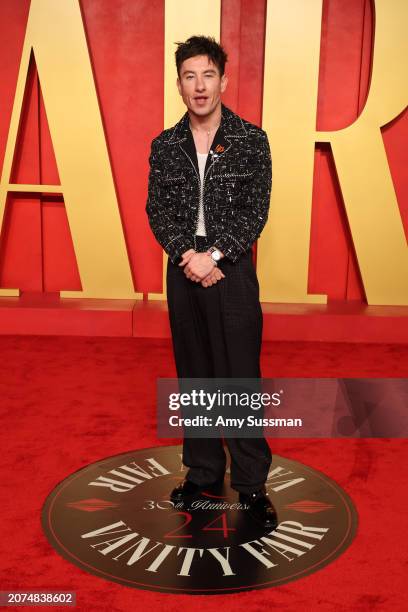 Barry Keoghan attends the 2024 Vanity Fair Oscar Party Hosted By Radhika Jones at Wallis Annenberg Center for the Performing Arts on March 10, 2024...