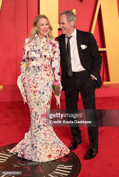 Catherine O'Hara and Bo Welch attend the 2024 Vanity Fair Oscar Party Hosted By Radhika Jones at Wallis Annenberg Center for the Performing Arts on...