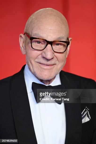 Patrick Stewart attends the 2024 Vanity Fair Oscar Party hosted by Radhika Jones at Wallis Annenberg Center for the Performing Arts on March 10, 2024...