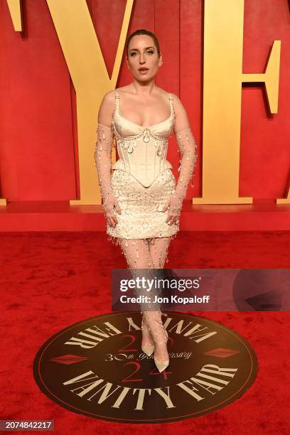 Zoe Lister-Jones attends the 2024 Vanity Fair Oscar Party Hosted By Radhika Jones at Wallis Annenberg Center for the Performing Arts on March 10,...