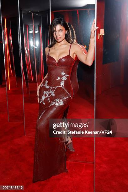 Kylie Jenner attends the 2024 Vanity Fair Oscar Party Hosted By Radhika Jones at Wallis Annenberg Center for the Performing Arts on March 10, 2024 in...