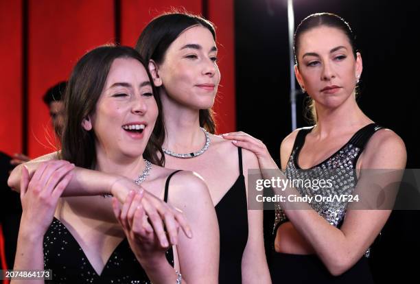 Este Haim, Alana Haim, and Danielle Haim attend the 2024 Vanity Fair Oscar Party Hosted By Radhika Jones at Wallis Annenberg Center for the...