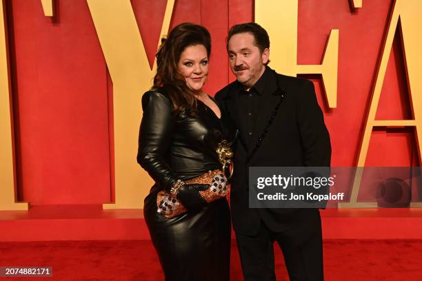 Melissa McCarthy and Ben Falcone attend the 2024 Vanity Fair Oscar Party Hosted By Radhika Jones at Wallis Annenberg Center for the Performing Arts...