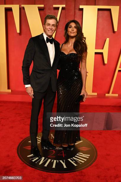 Patrick Whitesell and Pia Miller attend the 2024 Vanity Fair Oscar Party Hosted By Radhika Jones at Wallis Annenberg Center for the Performing Arts...
