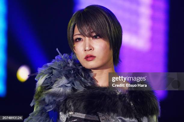 Saori Anou enters the ring during the Women's Pro-Wrestling "Stardom" at Yokohama Budokan on March 09, 2024 in Yokohama, Kanagawa, Japan.