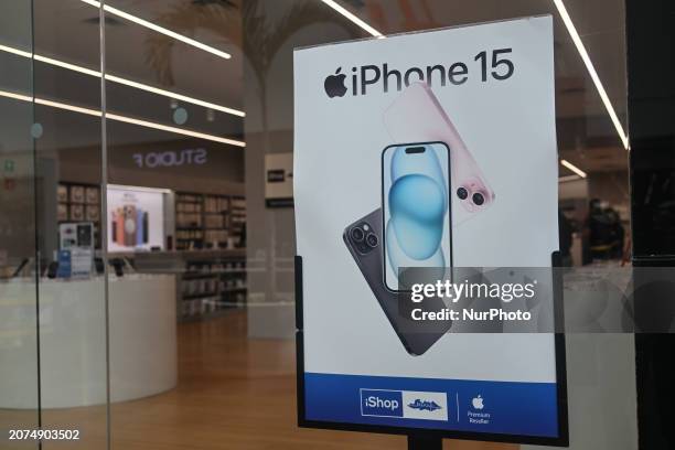 IPhone 15 adverstisment, on December 16 in Cancun, Quintana Roo, Mexico.