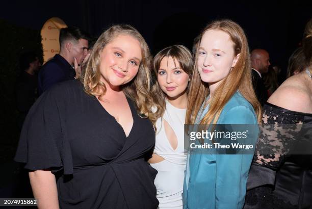 Danielle Macdonald, Sammi Hanratty, and Liv Hewson attend the Elton John AIDS Foundation's 32nd Annual Academy Awards Viewing Party on March 10, 2024...