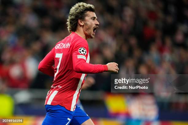 Antoine Griezmann second strikerof Atletico de Madrid and France celebrates after scoring his sides first goal during the UEFA Champions League...