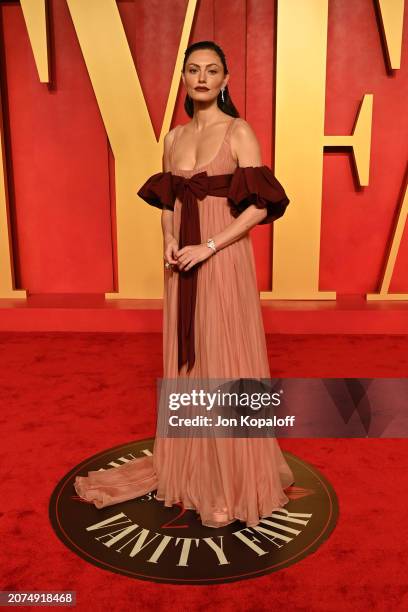 Phoebe Tonkin attends the 2024 Vanity Fair Oscar Party Hosted By Radhika Jones at Wallis Annenberg Center for the Performing Arts on March 10, 2024...