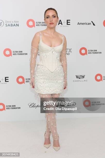 Zoe Lister-Jones attends the Elton John AIDS Foundation's 32nd Annual Academy Awards Viewing Party on March 10, 2024 in West Hollywood, California.