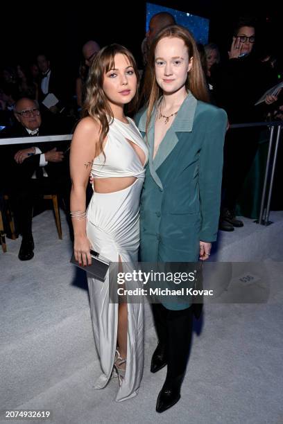 Samantha Hanratty and Liv Hewson attend the Elton John AIDS Foundation's 32nd Annual Academy Awards Viewing Party on March 10, 2024 in West...