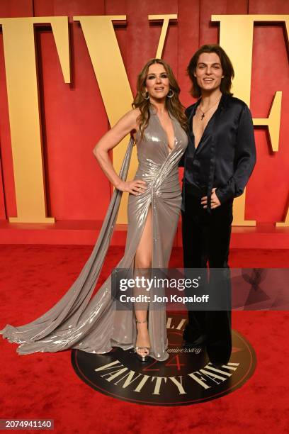 Elizabeth Hurley and Damian Hurley attend the 2024 Vanity Fair Oscar Party Hosted By Radhika Jones at Wallis Annenberg Center for the Performing Arts...