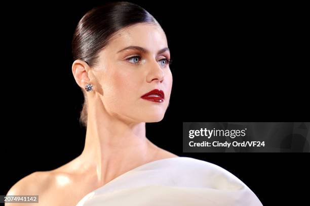 Alexandra Daddario attends the 2024 Vanity Fair Oscar Party Hosted By Radhika Jones at Wallis Annenberg Center for the Performing Arts on March 10,...