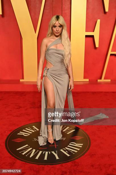 Camila Cabello attends the 2024 Vanity Fair Oscar Party Hosted By Radhika Jones at Wallis Annenberg Center for the Performing Arts on March 10, 2024...
