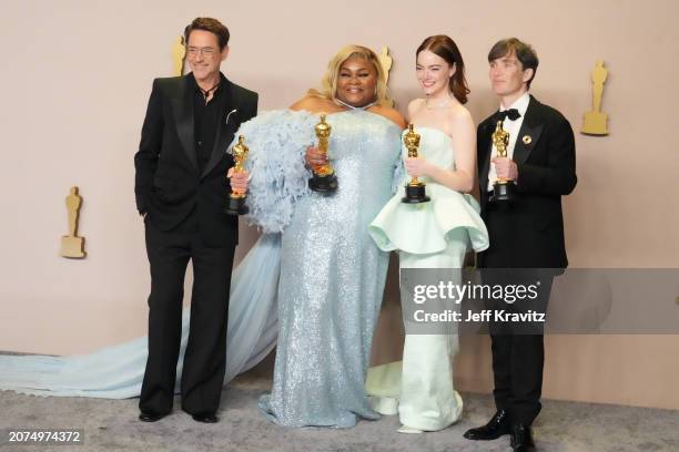 Robert Downey Jr., winner of the Best Actor in a Supporting Role award for “Oppenheimer”, Da'Vine Joy Randolph, winner of the Best Supporting Actress...