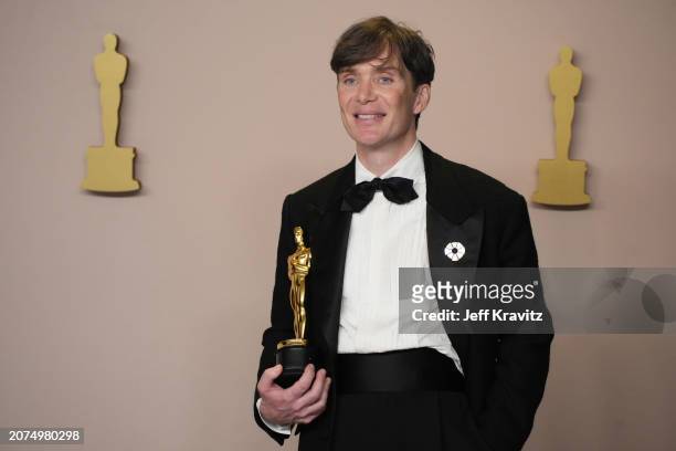 Cillian Murphy, winner of the Best Actor in a Leading Role award for “Oppenheimer”, onstage in the press room at the 96th Annual Academy Awards at...