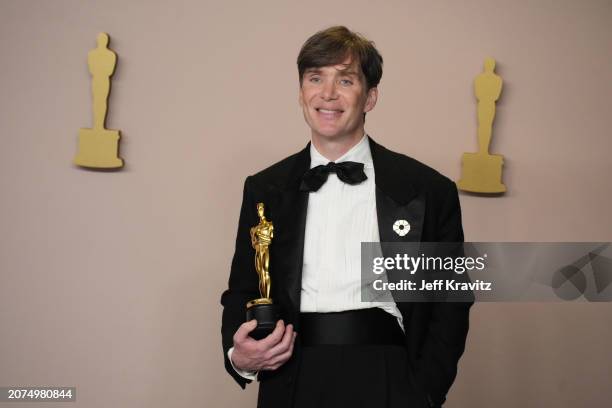 Cillian Murphy, winner of the Best Actor in a Leading Role award for “Oppenheimer”, onstage in the press room at the 96th Annual Academy Awards at...