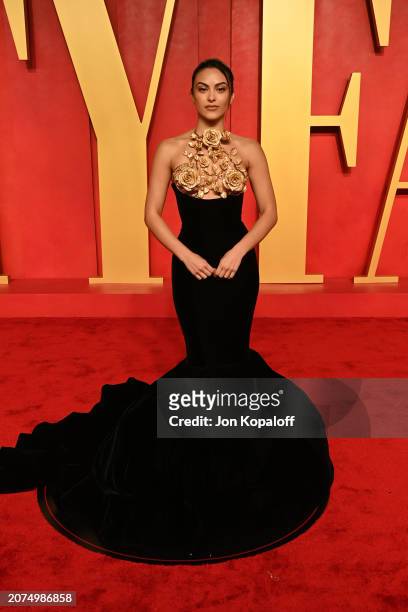 Camila Mendes attends the 2024 Vanity Fair Oscar Party Hosted By Radhika Jones at Wallis Annenberg Center for the Performing Arts on March 10, 2024...