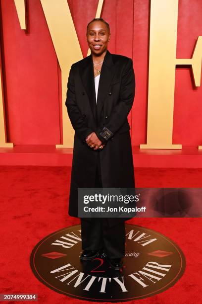 Lena Waithe attends the 2024 Vanity Fair Oscar Party Hosted By Radhika Jones at Wallis Annenberg Center for the Performing Arts on March 10, 2024 in...