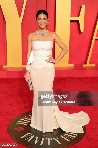 Olivia Munn attends the 2024 Vanity Fair Oscar Party Hosted By Radhika Jones at Wallis Annenberg Center for the Performing Arts on March 10, 2024 in...