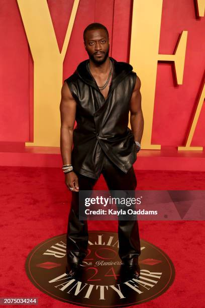 Aldis Hodge attends the 2024 Vanity Fair Oscar Party Hosted By Radhika Jones at Wallis Annenberg Center for the Performing Arts on March 10, 2024 in...