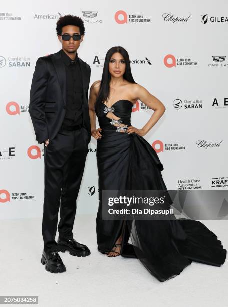 Denim Cole Braxton and Toni Braxton attend the Elton John AIDS Foundation's 32nd Annual Academy Awards Viewing Party on March 10, 2024 in West...