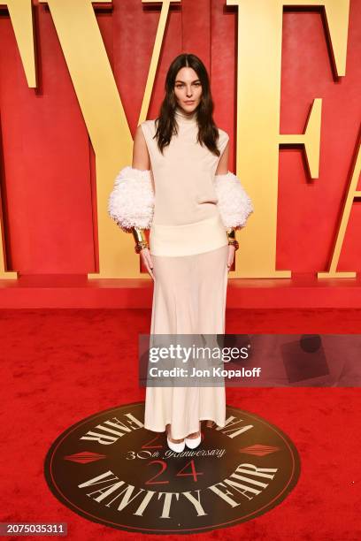 Vittoria Ceretti attends the 2024 Vanity Fair Oscar Party Hosted By Radhika Jones at Wallis Annenberg Center for the Performing Arts on March 10,...