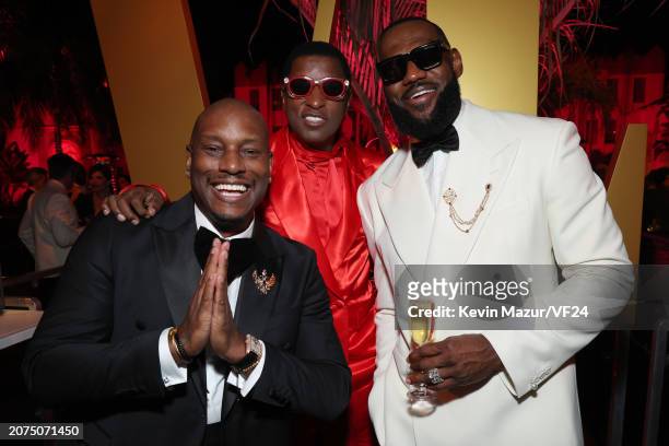 Tyrese Gibson, Babyface, and LeBron James attend the 2024 Vanity Fair Oscar Party Hosted By Radhika Jones at Wallis Annenberg Center for the...