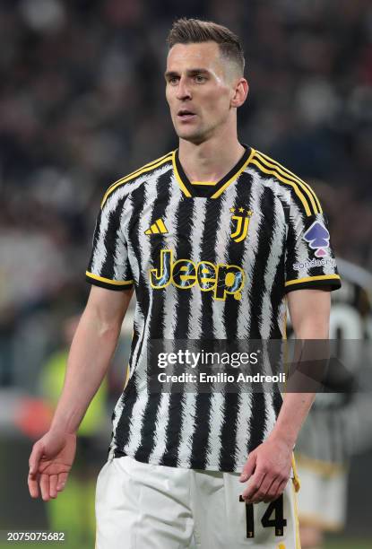 Arkadiusz Milik of Juventus looks on during the Serie A TIM match between Juventus and Atalanta BC at Allianz Stadium on March 10, 2024 in Turin,...