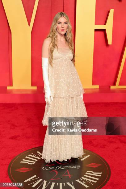 Lily Rabe attends the 2024 Vanity Fair Oscar Party Hosted By Radhika Jones at Wallis Annenberg Center for the Performing Arts on March 10, 2024 in...