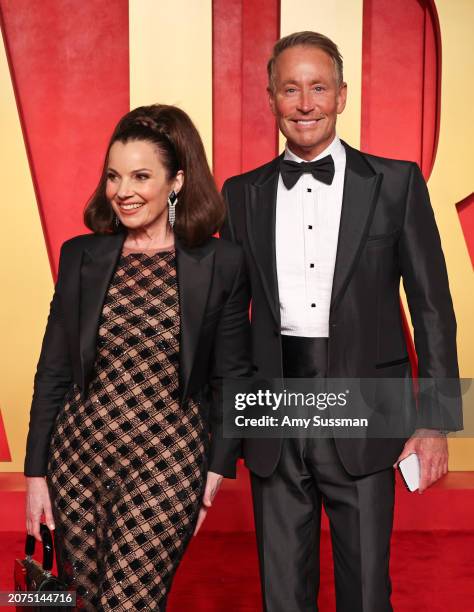 Fran Drescher and Peter Marc Jacobson attend the 2024 Vanity Fair Oscar Party Hosted By Radhika Jones at Wallis Annenberg Center for the Performing...