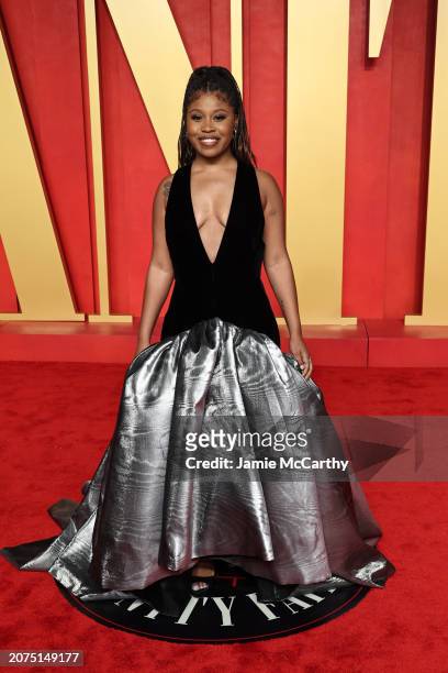Dominique Fishback attends the 2024 Vanity Fair Oscar Party Hosted By Radhika Jones at Wallis Annenberg Center for the Performing Arts on March 10,...