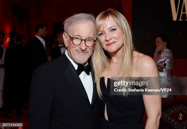 Steven Spielberg and Jessica Capshaw attend the 2024 Vanity Fair Oscar Party Hosted By Radhika Jones at Wallis Annenberg Center for the Performing...