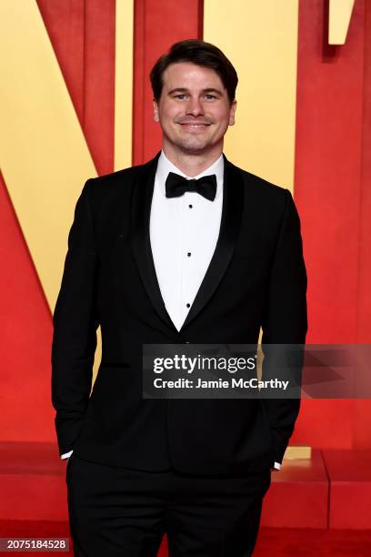 Jason Ritter attends the 2024 Vanity Fair Oscar Party Hosted By Radhika Jones at Wallis Annenberg Center for the Performing Arts on March 10, 2024 in...