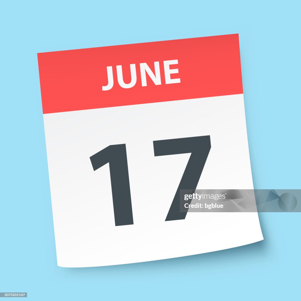 June 17 Daily Calendar On Blue Background High-Res Vector Graphic ...