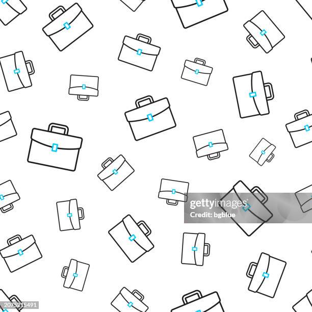 briefcase. seamless pattern. line icons on white background - handbag vector stock illustrations