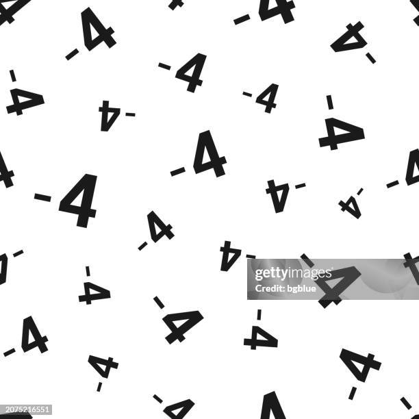 -4, minus four. seamless pattern. icons on white background - algebra background stock illustrations