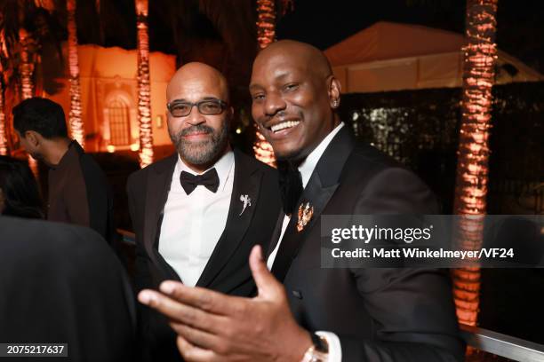 Jeffrey Wright and Tyrese Gibson attend the 2024 Vanity Fair Oscar Party Hosted By Radhika Jones at Wallis Annenberg Center for the Performing Arts...