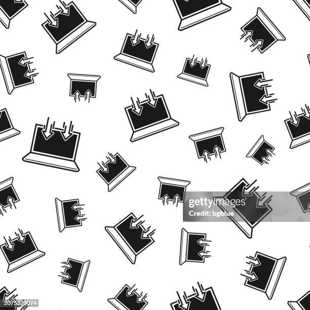 send to laptop. seamless pattern. icons on white background - multimedia background stock illustrations