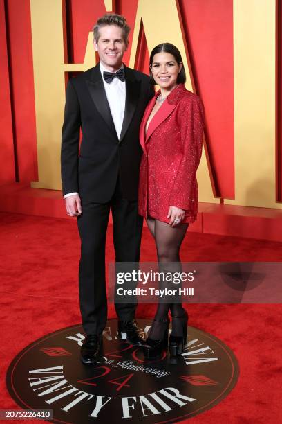 America Ferrera and Ryan Piers Williams attend the 2024 Vanity Fair Oscar Party hosted by Radhika Jones at Wallis Annenberg Center for the Performing...