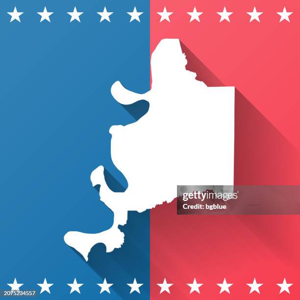 Adams County Mississippi Map On Blue And Red Background, Foto de stock