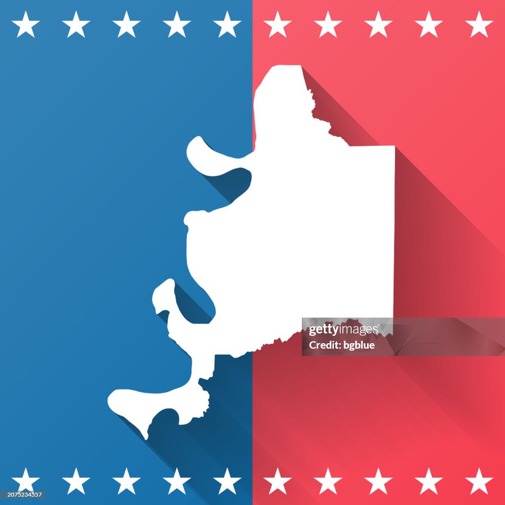 Adams County, Mississippi. Map on blue and red background