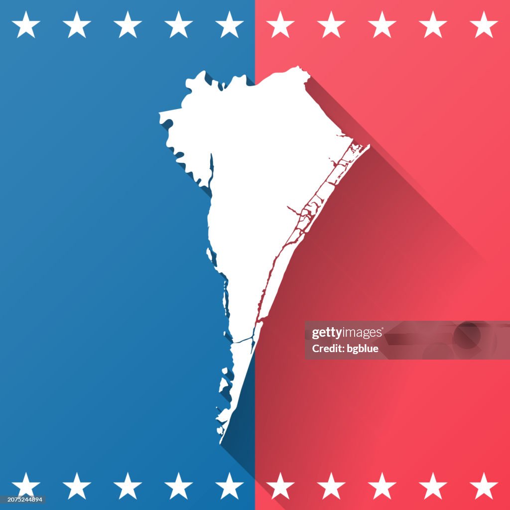 New Hanover County, North Carolina. Map on blue and red background