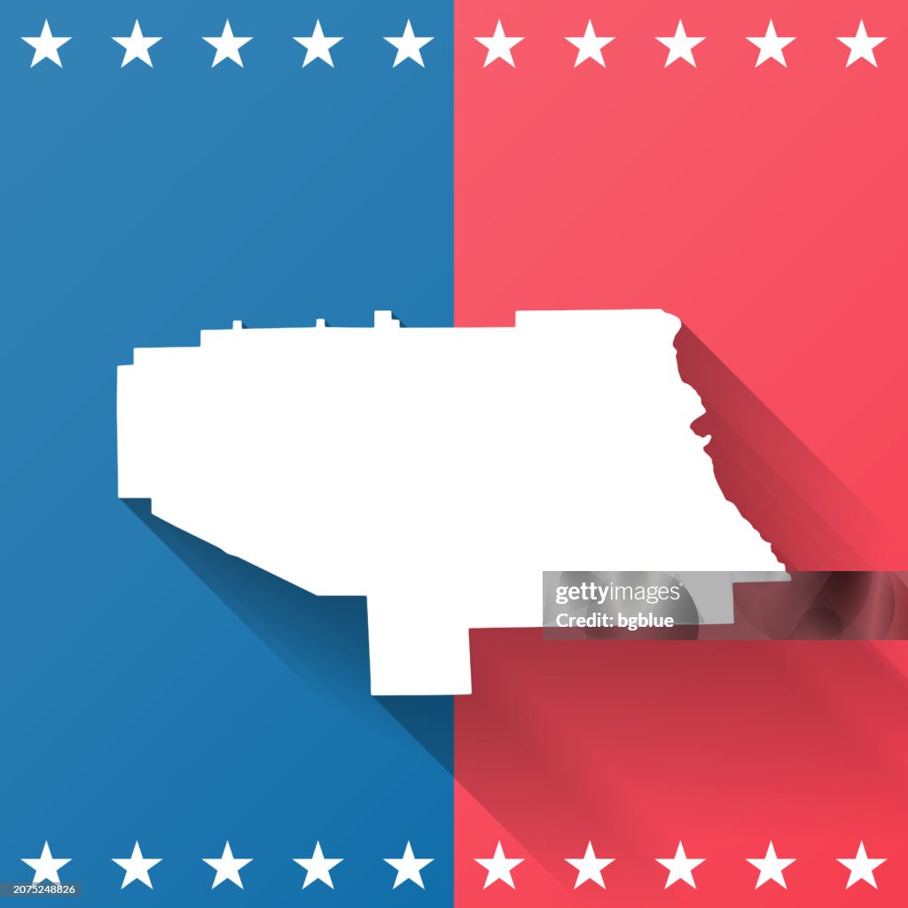 Lee County, Alabama. Map on blue and red background