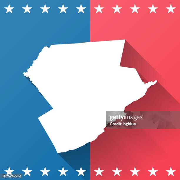 monroe county, pennsylvania. map on blue and red background - monroe county pennsylvania stock illustrations