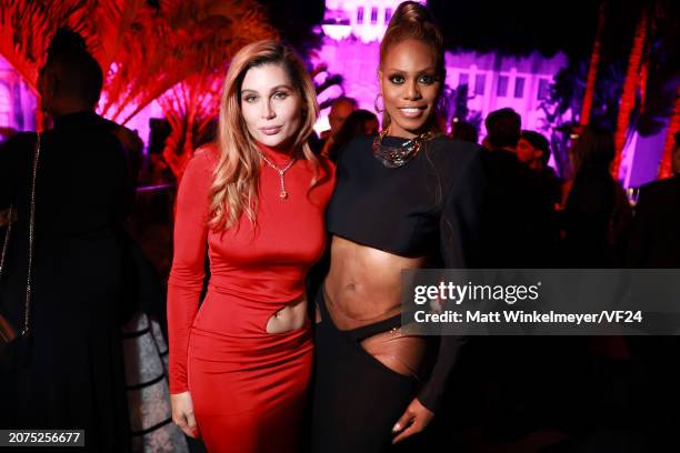 Trace Lysette and Laverne Cox attends the 2024 Vanity Fair Oscar Party Hosted By Radhika Jones at Wallis Annenberg Center for the Performing Arts on...